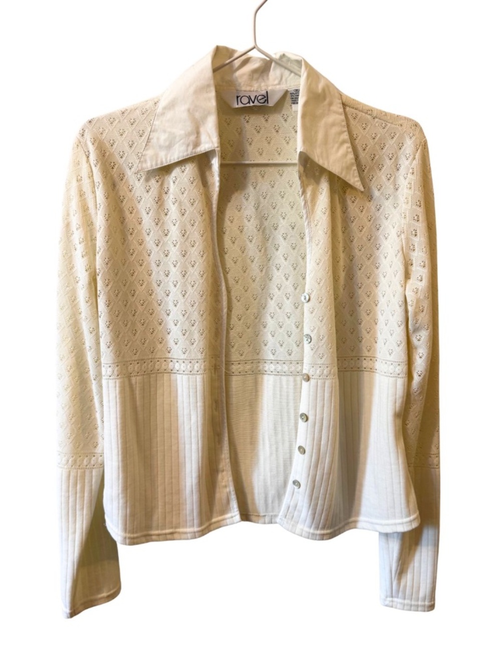 Ravel Vintage Collared Blouse with Pointelle Details